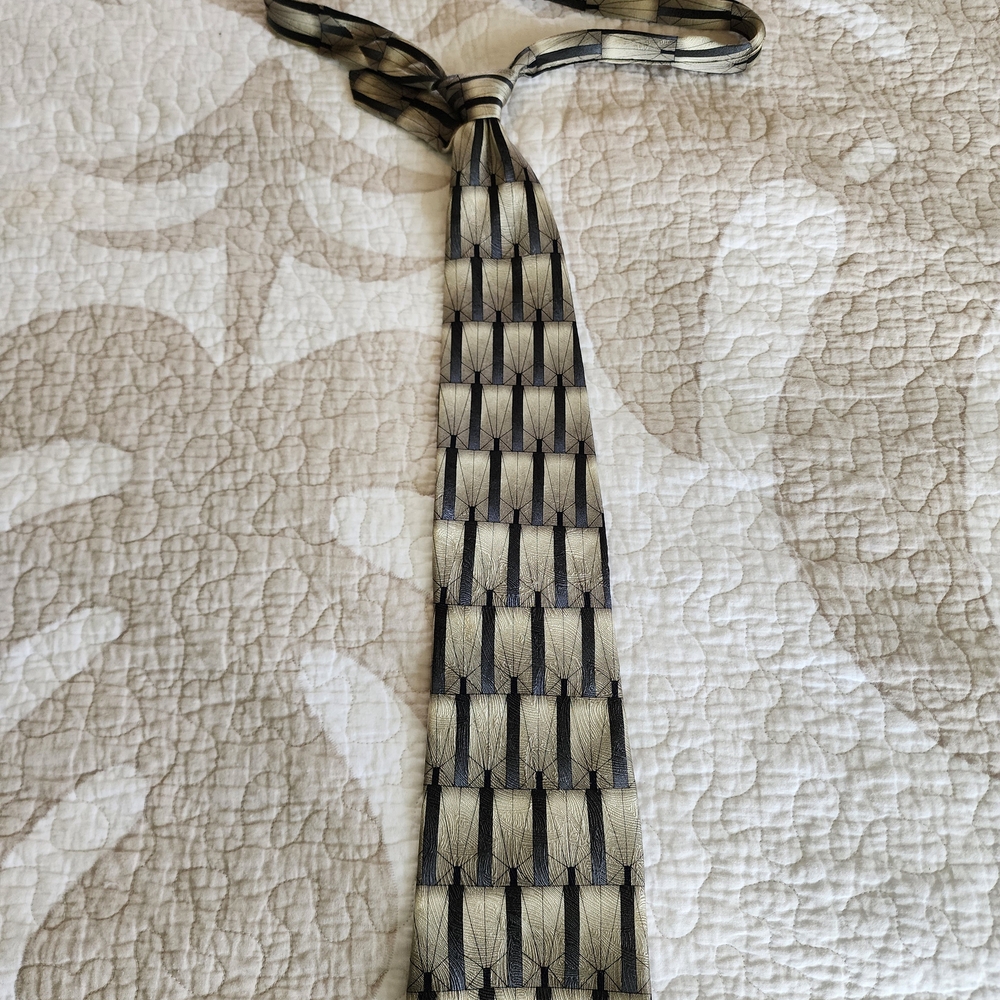 Grateful Dead Black and Silver Geometric Tie